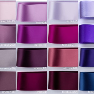 Satin ribbon pink, bright pink belt, sash in the colour magenta. Many shades, perfect tones, for girls and women's dresses. Trending colors. afbeelding 5