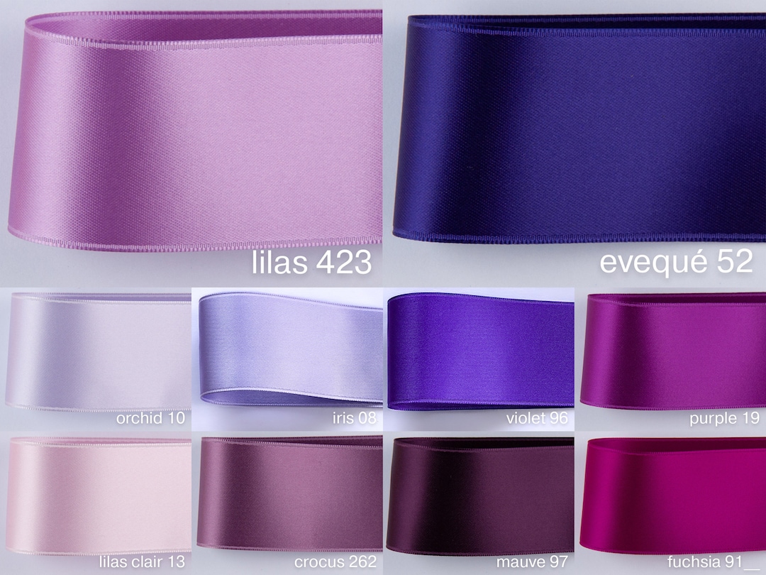 Satin Ribbon in Purple, Violet, Lilac, 100 Colours, 7 Different Widths ...