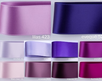 Ruban de satin lilas, violet, mauve, lavande, 100 couleurs, 7 largeurs. Qualité suisse pour couture, bricolage, décoration, couronnes, DIY.