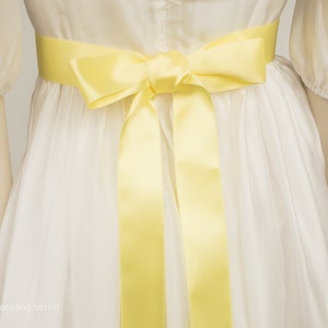 Satin ribbon for bow belt, dirndl bow. Yellow, Empire, Blazing, Vanilla, Gold, Pastel. Swiss quality in 100 colors and 3 widths. Yard goods. image 3