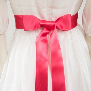 Satin ribbon pink, bright pink belt, sash in the colour magenta. Many shades, perfect tones, for girls and women's dresses. Trending colors. afbeelding 2