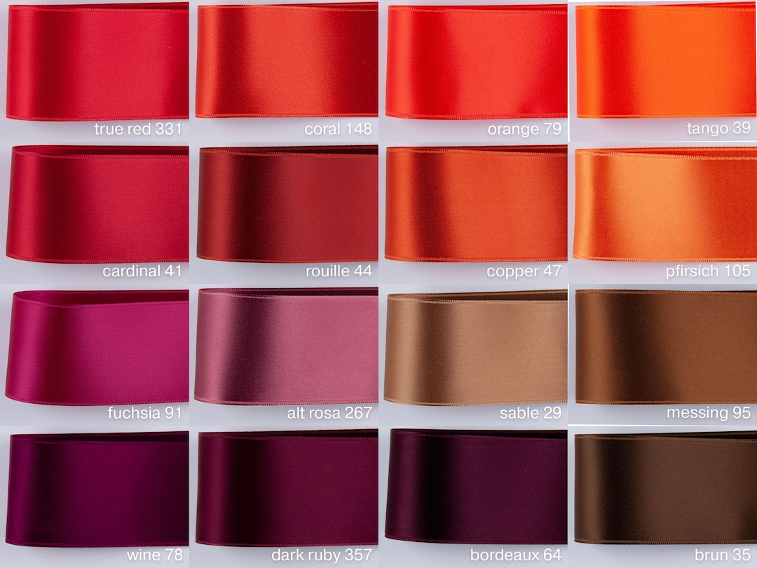 Painted Satin Ribbon Satin Ribbon, 100 Colors, 7 Widths. Swiss Double Face Quality for ...