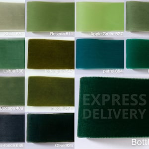 Nastro di velluto verde scuro e altri 72 colori e 4 larghezze. Articoli da giardino di qualità svizzera per il cucito, decorazione, Pasqua