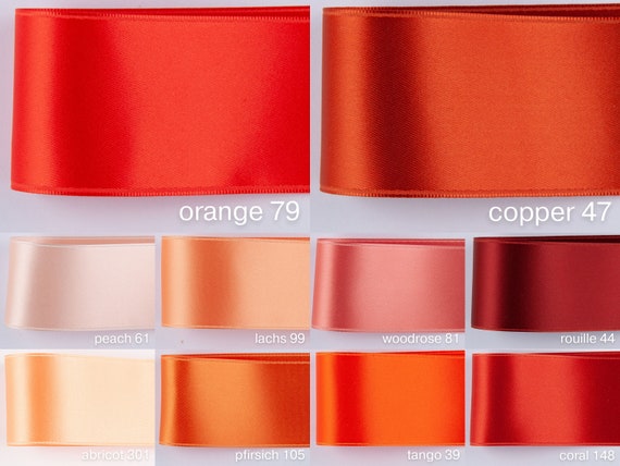 Satin Band, 100 Farben, 7 Breiten, Double Face. Schweizer Qualität zum Nähen, Dekorieren, Weihnachten, Floristik, Kränze, Geschenke. Orange