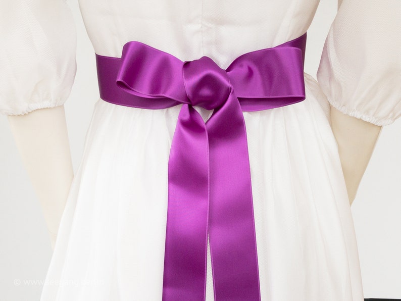 Satin ribbon pink, bright pink belt, sash in the colour magenta. Many shades, perfect tones, for girls and women's dresses. Trending colors. afbeelding 3