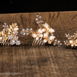 Hair accessories for great hairstyles with gold butterflies, fern leaves and high quality rhinestones for wedding, ball, festive occasions image 5