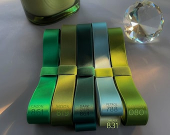Satin ribbon, 7 widths, 100 Colors. Swiss quality for sewing, decoration, Floristry, wreaths, Christmas gifts, Table decoration. Light Green