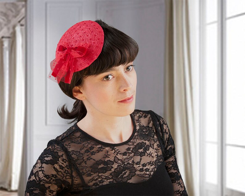 Fascinator Red Hair Accessories For Short Hair Vintage Etsy