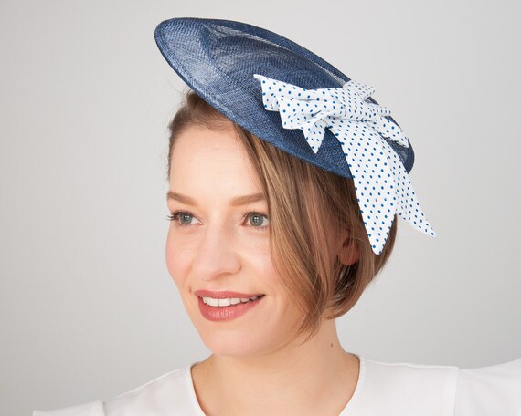 Vintage Fascinator Blue White 50s Blue Headdress Mother Etsy