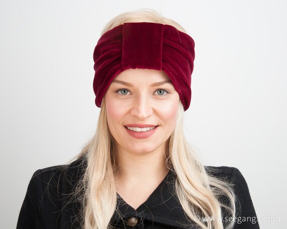 Turban Burgundy Velvet Headband Hair Band Velvet Dark Red Etsy