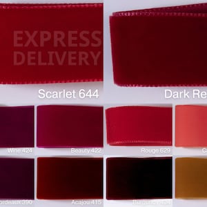 Velvet ribbon in red, dark red and 72 other colors and 4 widths. Swiss quality for sewing, for decoration, Easter, Christmas, wreaths, DIY image 1