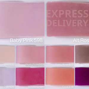 Nastro di velluto in rosa, rosa, rosa antico e altri 72 colori e 4 larghezze. Qualità svizzera per cucito, decorazione, Pasqua, fai da te!