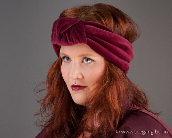 Turban Burgundy Velvet Headband Hair Band Velvet Dark Red Etsy