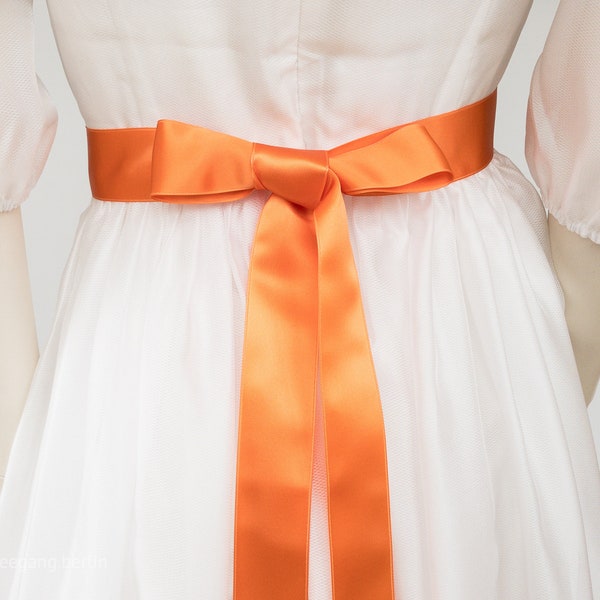 Ruban de satin pour ceinture de robe, noeud Dirndl. Orange, pêche, abricot, cuivre, saumon, mangue. Qualité suisse, 3 largeurs, 100 couleurs