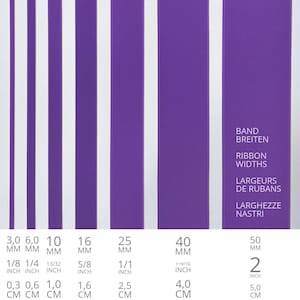 Satin ribbon in Purple, Violet, Lilac, 100 colours, 7 different widths in Swiss quality. For tailoring, crafts, deco, wreaths & floristry. imagen 7