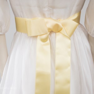 Satin ribbon for bow belt, dirndl bow. Yellow, Empire, Blazing, Vanilla, Gold, Pastel. Swiss quality in 100 colors and 3 widths. Yard goods. image 1