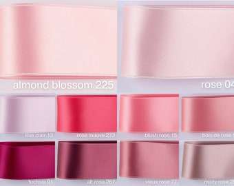 Satinband in Rosa, Altrosa, Rosé und 100 Farben. Schweizer Qualität zum Schneidern, Basteln, Dekorieren, Kränze binden.