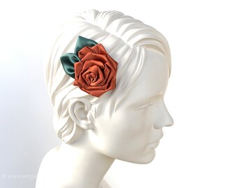 3D fleurs orange mangue et autres couleurs . Les bijoux de cheveux et les pin's fleuris donnent un look estival pour le bureau et les fêtes!