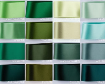 Satin ribbon, 7 widths, 100 Colors. Swiss quality 4 Tailoring, decoration, Christmas, wreaths, tinkering, table deco, Floristry. Dark Green