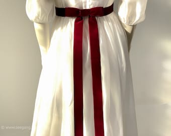 Samtgürtel mit Schleife in Rot, Dunkelrot, Weinrot. 72 Farben in 3 Breiten. Schweizer Qualität für Kleider, Brautkleid, Ballkleid, Abiball.