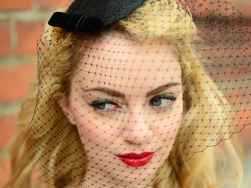 Fascinator Veil Black Vintage Style 