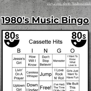 Retro Fun: jaren 80 Hits Music Bingo Game - 100 afdrukbare kaarten en afspeellijst