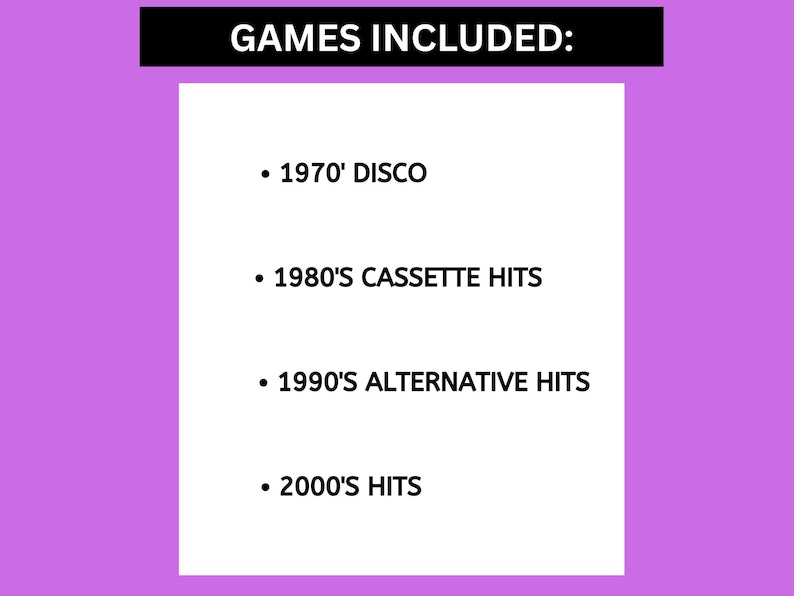 Music Bingo Bundle 70s-2000s | 4 Games, Spotify Playlists (Instant Download) image 3