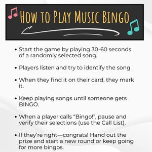 Musik Bingo Spiel | 80er Jahre Hits | 50 Karten zum Ausdrucken, Playlist (Digitaler Download) Bild 5