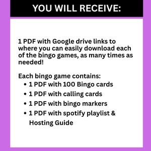 Music Bingo Bundle 70s-2000s | 4 Games, Spotify Playlists (Instant Download) image 7
