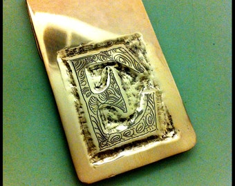 Hand Engraved Copper Money Clip: Personalized Monogram Gift