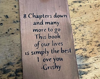Personalized bronze bookmark - Handmade bronze gifts for 8th anniversary - 8th anniversary gift for him - Bronze anniversary gift ideas