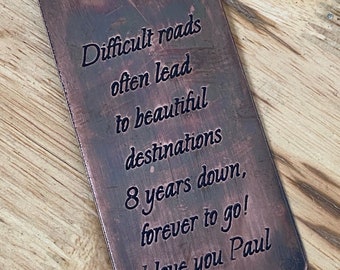 Personalized bronze bookmark for 8th wedding anniversary - Handmade bronze gifts for 8th anniversary - 8th anniversary gift for couple