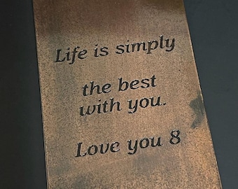 Personalized bronze Bookmark for 8th anniversary - Bronze anniversary gift for husband - 8th anniversary gift for couple in bronze