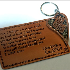Presente de 7º aniversário, conjunto de inserção de carteira com chaveiro de coração, aniversário de cobre, aniversário de casamento, inserção de carteira de cobre, presente masculino legal,