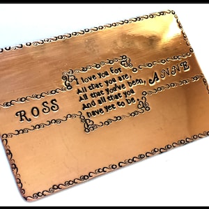 7 º aniversario personalizado Insert cartera cobre, cobre de aniversario Regalos para aniversario de los hombres, parte movible del monedero Metal, tarjeta de cobre