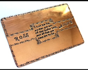 Inserto de billetera de cobre personalizado para el 7.º aniversario, regalos de cobre para hombres, inserto de billetera de metal, tarjeta de cobre para aniversario