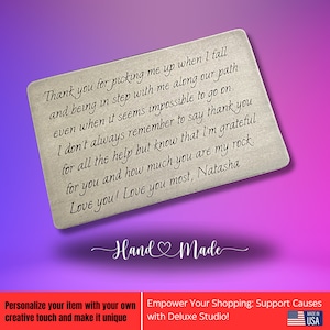 Cartera Insertar Regalos de Aluminio para Hombres - Regalo Personalizado para Esposo, Novio - Regalos de Cumpleaños Metal - Mini Love Note Boda de San Valentín