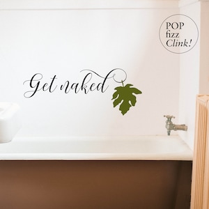 Get naked svg, Bathroom wall decal svg, Bathroom wall decor, Digital cut file for bathroom, Leafy bathroom svg, Bathroom decal svg