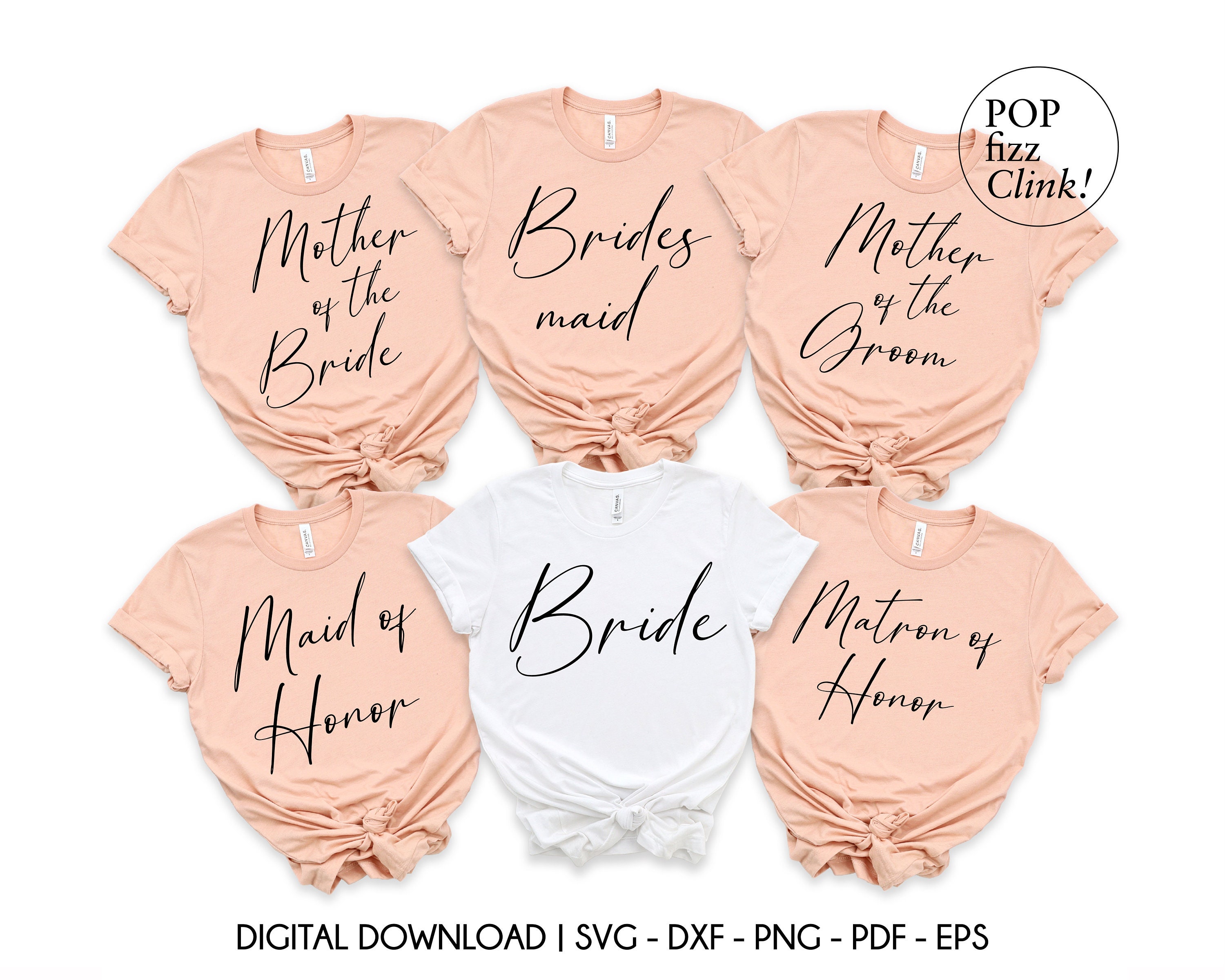Bride and Bridesmaids Svg Bundle, Maid of Honour Svg, Matron of Honour ...