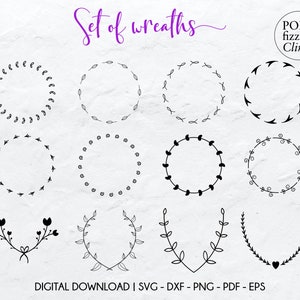 Wreaths svg, Hand drawn wreath, Cricut wreath file, Christmas cut file, Floral wreath clipart, Laurel wreath svg,