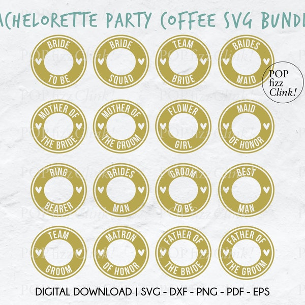 Customized coffee cup decal svg bundle, Coffee cup svg for cold cup, Bride to be cold cup svg, Bachelorette party coffee cup svg bundle