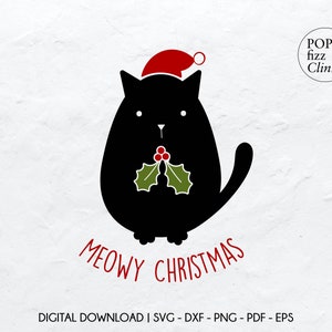 Meowy Christmas svg, Funny Christmas svg, Merry Christmas cut file, Christmas cat svg, Cricut cut file for Christmas
