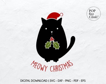 Meowy Christmas svg, Funny Christmas svg, Merry Christmas cut file, Christmas cat svg, Cricut cut file for Christmas