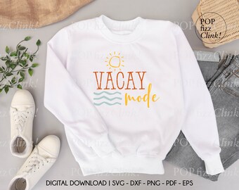 Vacay mode svg, Modo vacaciones activado, Camisa de verano svg, Camisa de playa svg, Trip svg, Camisa de vacaciones familiares svg, Escuadrón de vacaciones svg, png, dxf
