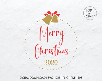 Merry Christmas sign svg, Merry Christmas wreath svg, Merry Christmas cut file, Christmas bells vector, Christmas clipart, 2020 Christmas