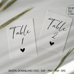 Wedding Table Numbers svg, Table Numbers with heart svg, Digital cut file, Vinyl cut files, Wedding table decoration, Wedding svg, Top table
