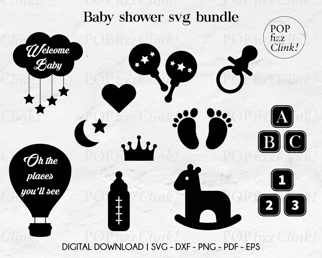 Baby Shower Svg Bundle, Welcome Baby Svg, Oh the Places You'll See Svg ...