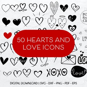 Heart svg bundle, Hand drawn hearts svg, Doodle heart svg, Sketch heart svg, Love svg, Valentine heart svg, Love icons svg, Valentines svg