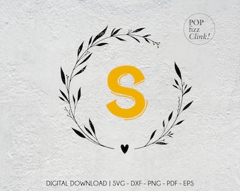 Initial frame svg, Monogram frame svg, Botanical initial frame clipart, Kids wall decor, Nursery wall art, Botanical nursery sign