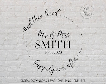 Mr and Mrs wreath svg, Family name svg, Established svg, Last name svg, Bride groom svg, Engagement svg, Digital cut file for wedding